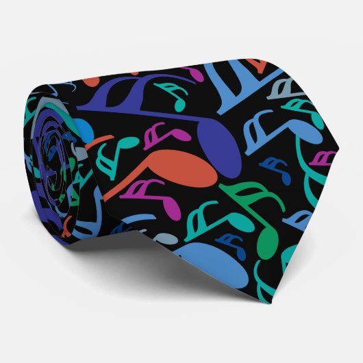 Cravate Notes de musique colorée (Roulé)