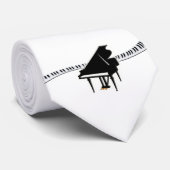 Cravate Notes de musique de piano à queue (Roulé)
