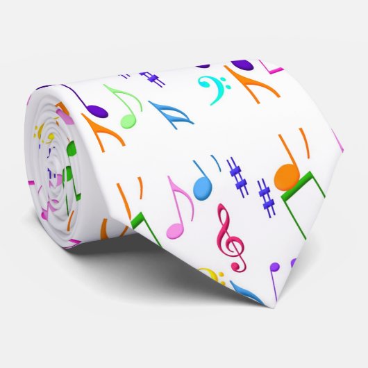 Cravate notes de musique en blanc (Roulé)