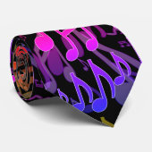 Cravate Notes de musique Motif musical amusant Couleurs vi (Roulé)