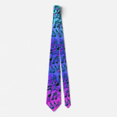 Cravate Notes de musique motif musical bleu vert rose aqua (Devant)