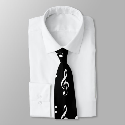 Cravate Notes de musique Motif noir et blanc (Attaché)