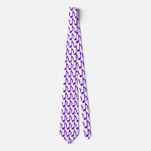 Cravate Notes de musique Motif violet blanc (Devant)