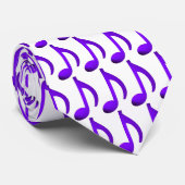 Cravate Notes de musique Motif violet blanc (Roulé)