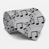 Cravate Notes de musique sur gris clair (Roulé)