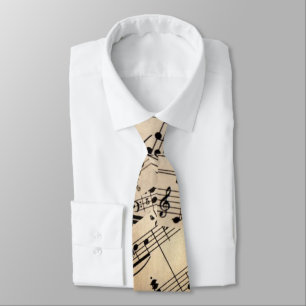 Cravate notes de musique sur vieux papier
