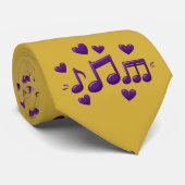 Cravate Notes de musique violet et or (Roulé)