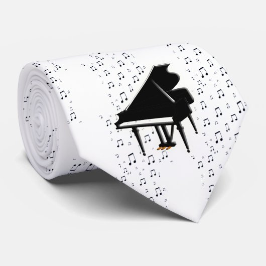 Cravate Notes de piano à queue et de musique (Roulé)