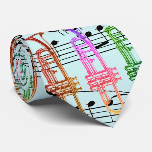 Cravate Notes de trompette et de musique (Roulé)