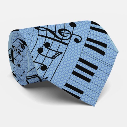 Cravate Notes du clavier de musique (Roulé)