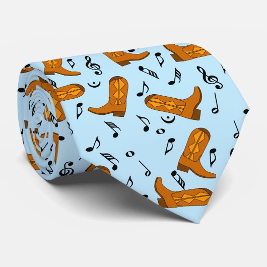 Cravate Notes musicales des Boots de Cowboy (Roulé)