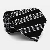 Cravate Notes musicales en noir et blanc (Roulé)