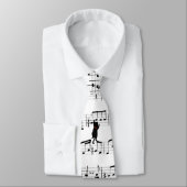 Cravate Notes musicales et chats en blanc (Attaché)