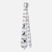 Cravate Notes musicales et chats en blanc (Devant)