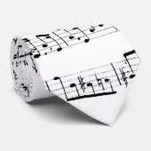 Cravate Notes musicales et chats en blanc (Roulé)