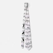 Cravate Notes musicales et chats en blanc (Dos)