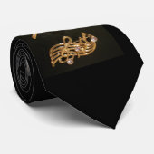 Cravate Notes musicales et perles d'or (Roulé)