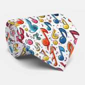Cravate Notes musicales Kawaii Art Design (Roulé)