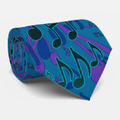 Cravate Notes musicales Motif musical Bleu vert pourpre (Roulé)