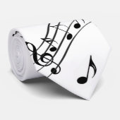 Cravate Notes musicales noires et blanches (Roulé)