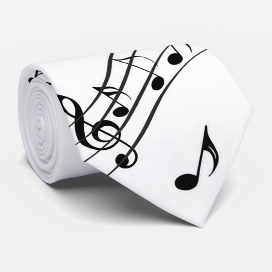 Cravate Notes musicales noires et blanches (Roulé)