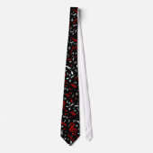 Cravate Notes musicales rouges blanches et noires (Devant)