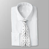 Cravate Notes musicales, Stylish, Black and White (Attaché)