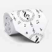 Cravate Notes musicales, Stylish, Black and White (Roulé)