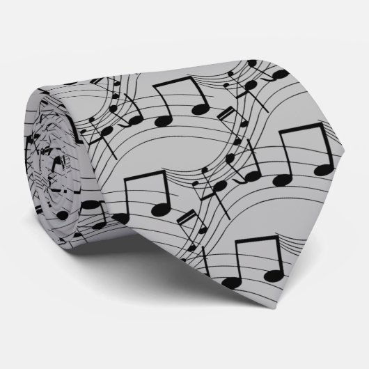 Cravate Notes musicales sur gris clair (Roulé)