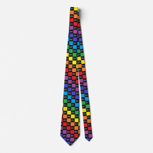 Cravate Notes noires et musicales d'arc-en-ciel Checkered (Devant)