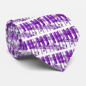 Cravate Notes pourpres de musique de clavier de piano (Roulé)