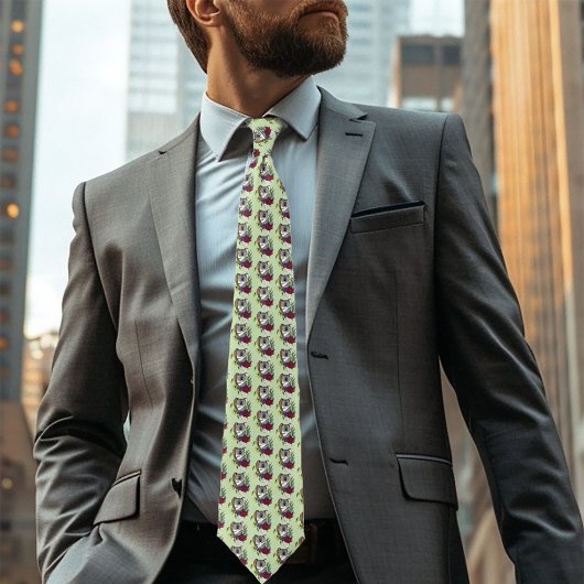 Cravate Nounours Koala Mignon Vert Flore Faune Australienn