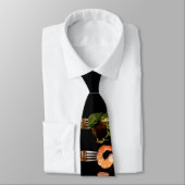Cravate Nourriture Délicieuse sur Fourchettes Black Tie (Attaché)