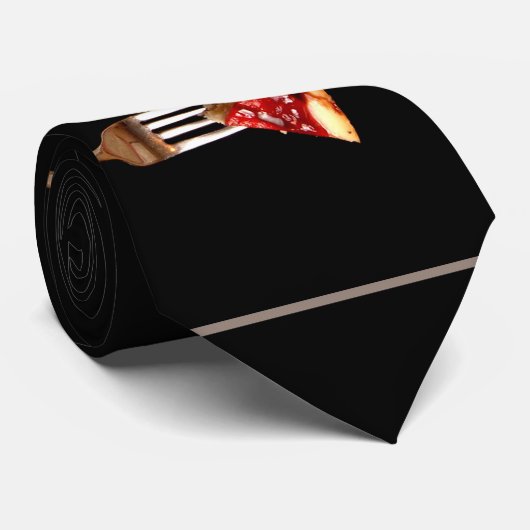 Cravate Nourriture Délicieuse sur Fourchettes Black Tie (Roulé)