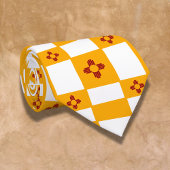 Cravate Nouveau-Mexique Zia Jaune Rouge Blanc Carrés