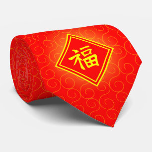 Cravate Nouvel An chinois - Symbole rouge Lucky Fu
