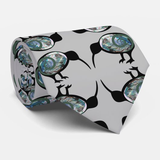CRAVATE NOUVELLE-ZÉLANDE KIWI OISEAU NOIR PAUA MOTIF NZ KO (Roulé)
