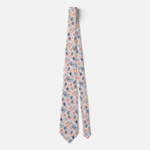 Cravate Novelty Ginkgo Navy Blue et Orange Motif (Devant)