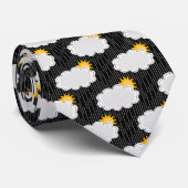 Cravate Nuages de soleil pluvieux Design Motif noir (Roulé)