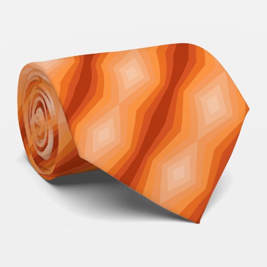 Cravate Nuances D'Art Abstrait Géométrique Orange (Roulé)