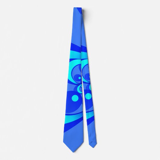 Cravate Nuances de bleu Art fractal abstrait moderne (Devant)