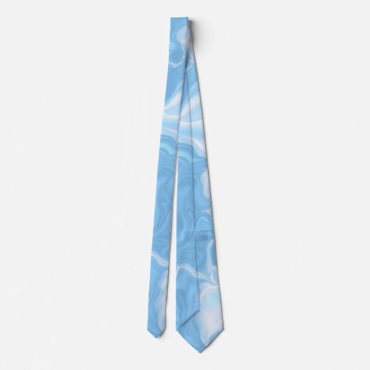 Cravate Nuances de Bleu et de Vagues Blanches (Dos)