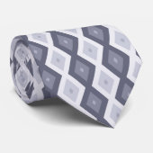 Cravate Nuances de bleu gris motif diamant (Roulé)
