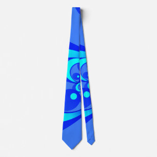 Cravate Nuances de bleu moderne art fractal Abstrait