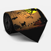 Cravate Nuit d'Halloween, Joyeux Halloween ! (Roulé)