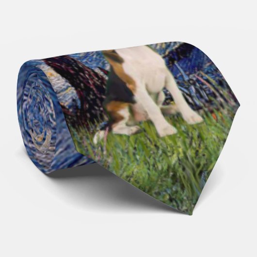 Cravate Nuit étoilée - Beagle (Roulé)