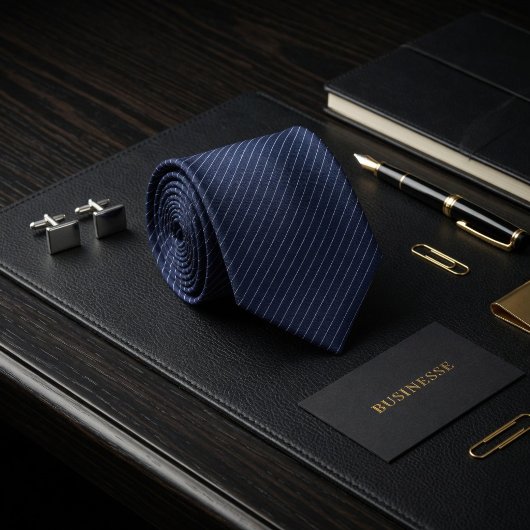 Cravate Nuit noire bande platine Executive