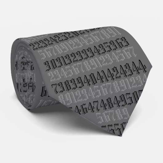 Cravate Numéros, mathématiques, comptabilité, calcul gris (Roulé)