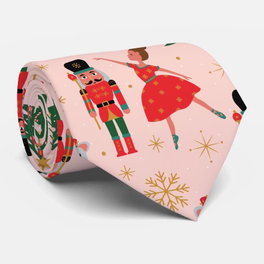 Cravate Nutcracker Funny Pink Noël (Roulé)
