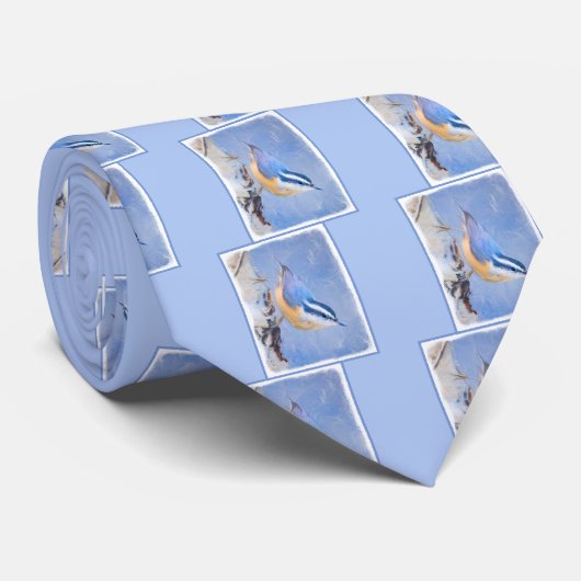 Cravate Nuthatch à poitrine rouge Peinture d'art original (Roulé)